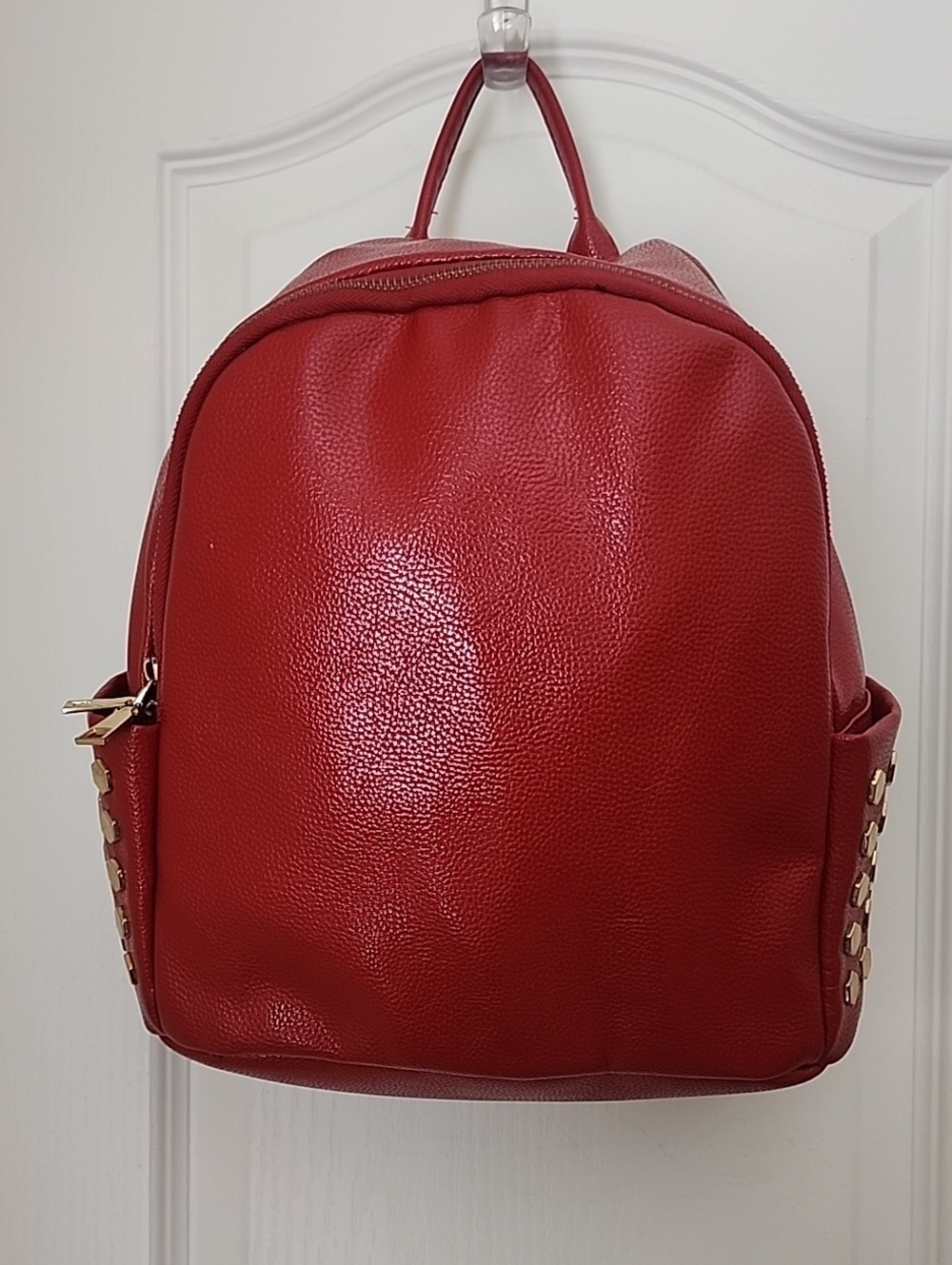 Red Women's Leather Backpack - Stylish Everyday Bag